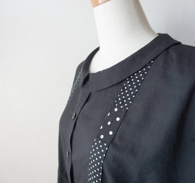 パッチワークなフレンチスリーブブラウス(BLACK) | iichi 日々の暮らし
