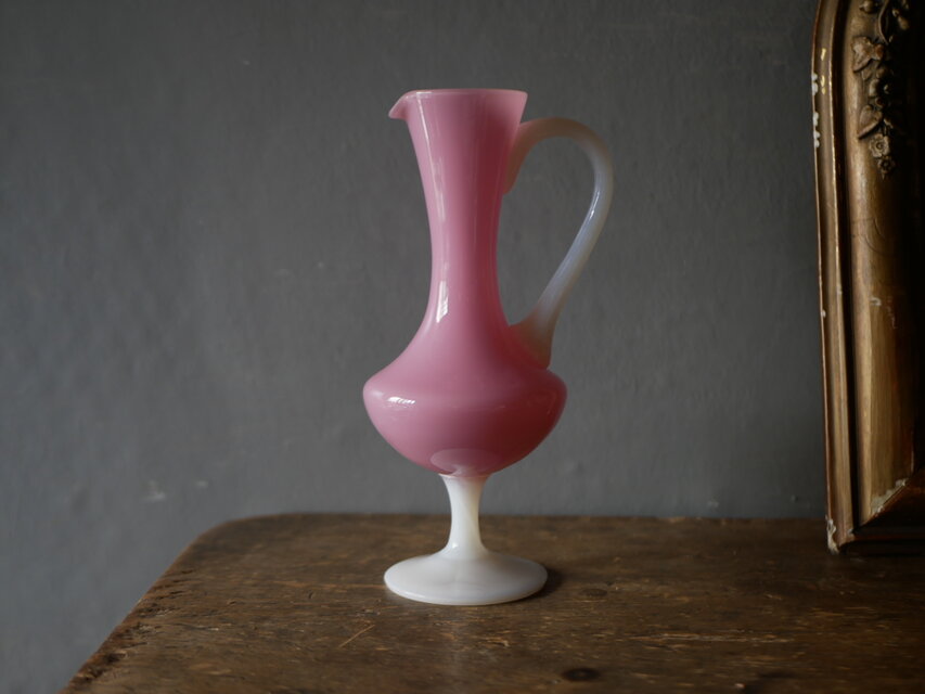 ピンク×ホワイト オパリン フラワーベース 花器 花瓶 フランス