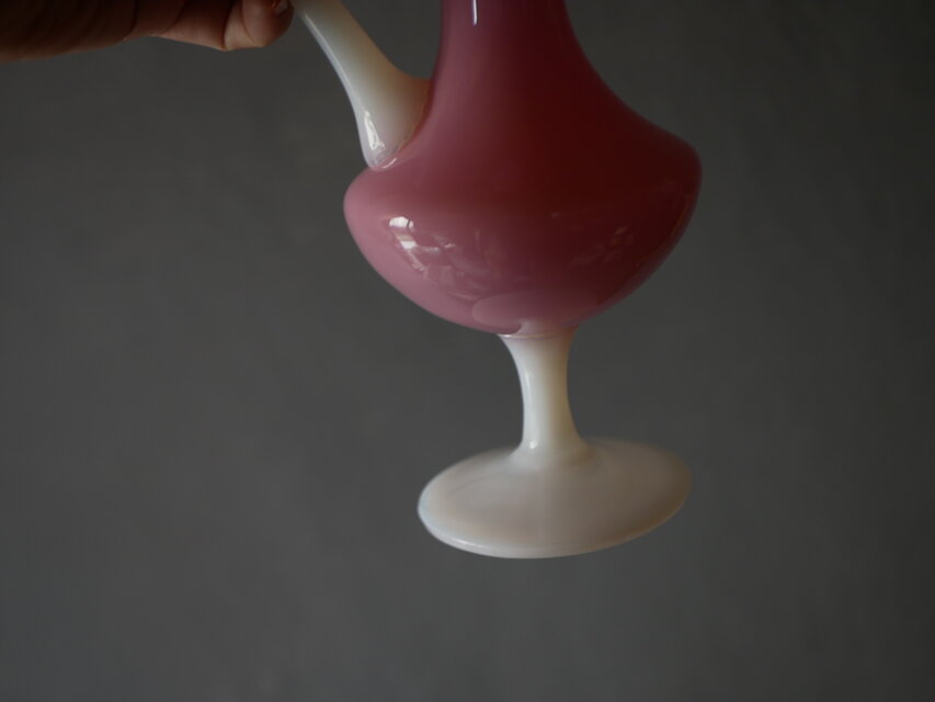 ピンク×ホワイト オパリン フラワーベース 花器 花瓶 フランス