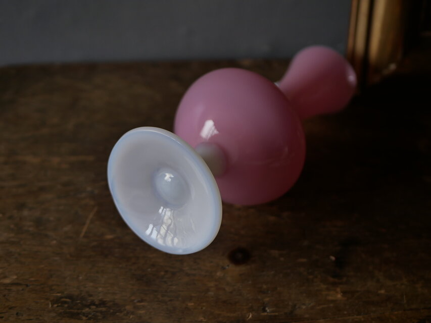ピンク×ホワイト オパリン フラワーベース 花器 花瓶 フランス