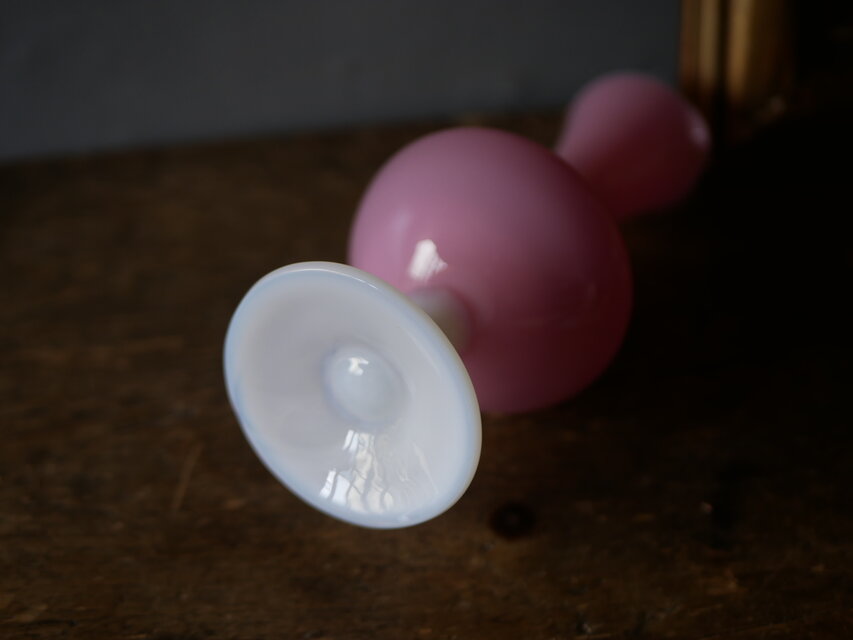 ピンク×ホワイト オパリン フラワーベース 花器 花瓶 フランス