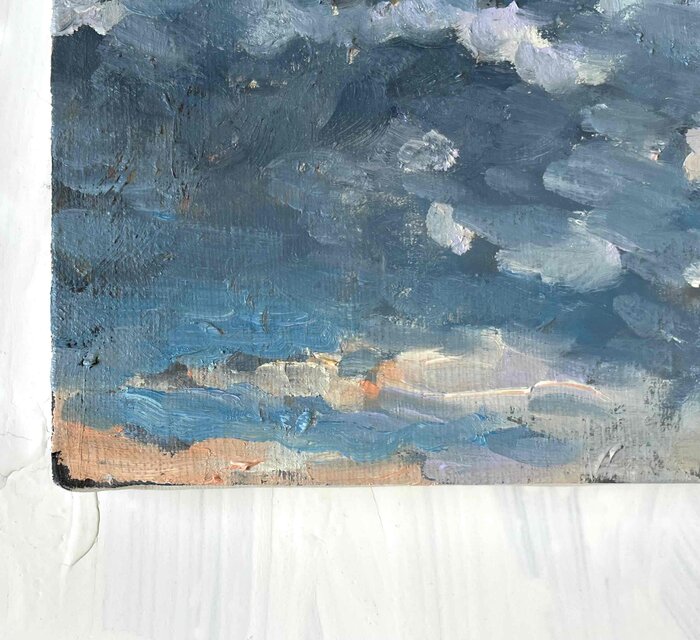 原画 油彩「朝空 20260710」絵画・サムホールサイズ （16×23㎝）アート