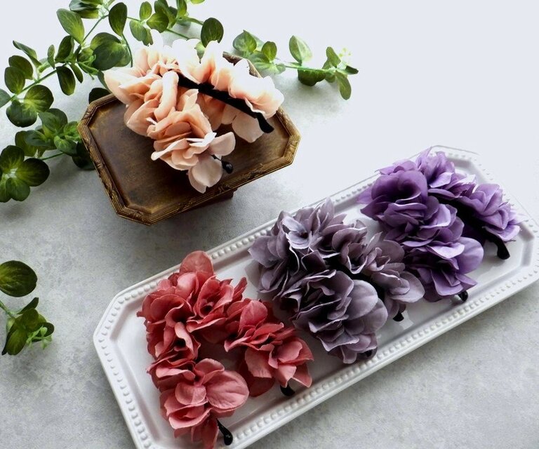 大きな花びら 紫陽花 バナナクリップ □ SHABBY 4色展開