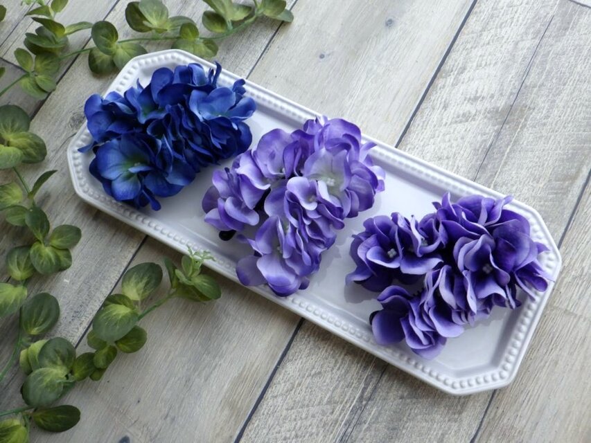 大きな花びら 紫陽花 バナナクリップ □ ICESHABBY 柔らか素材 □ 3色