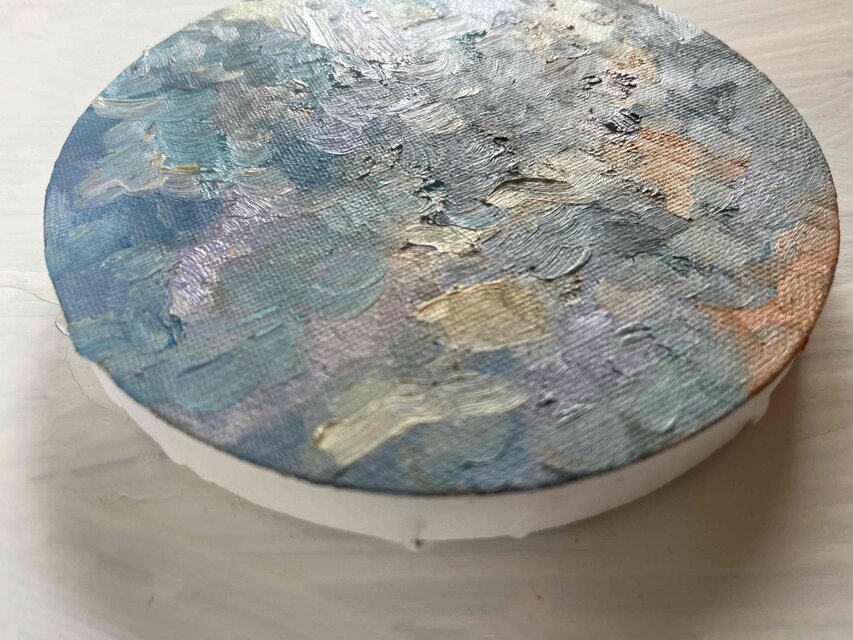 原画・油彩 『 朝空 20260711』絵画・ 直径15cm・アート・丸形