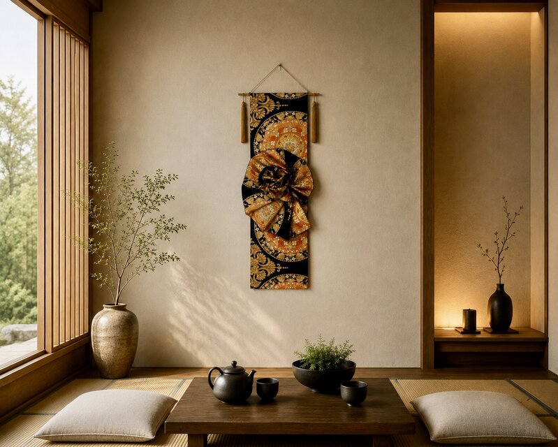 一点物】帯アート「華円」｜正絹 袋帯 インテリアアート 和モダン