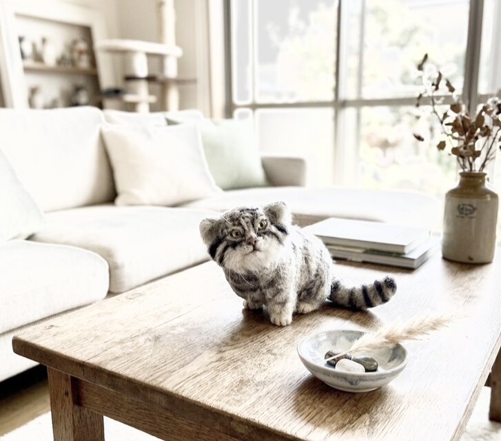 オーダーメイド⭐︎【一点もの】羊毛フェルト マヌルネコ 見上げる仔猫