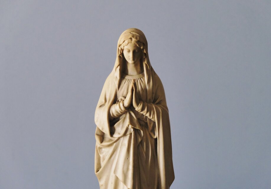 無原罪 聖母 マリア像 石膏 立像 32cm フランス アンティークフランス