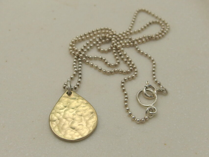 No faith studios 即完売品 リバーシブル　ネックレス 真鍮×シルバー ティアドロップネックレス【brass×silver】リバーシブル