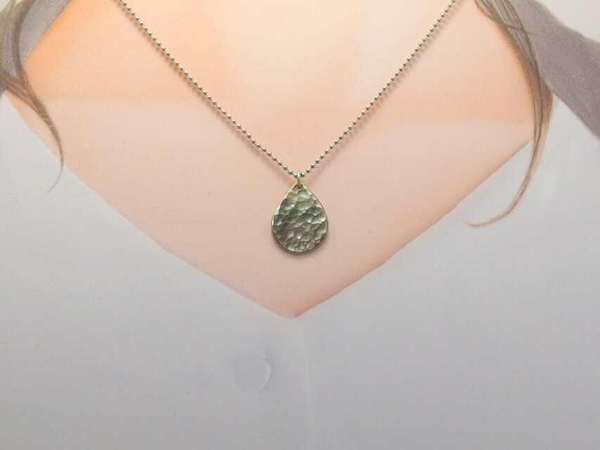 真鍮×シルバー ティアドロップネックレス【brass×silver】リバーシブル