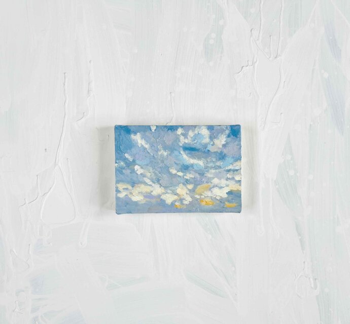 原画 油彩「朝空 20260714」絵画・サムホールサイズ （16×23㎝）アート