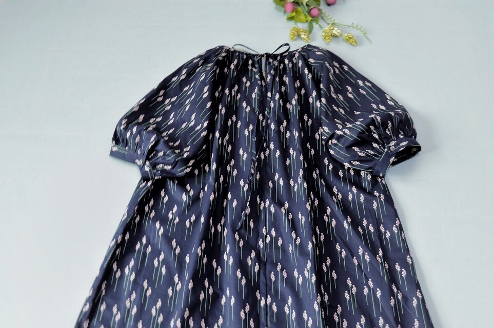 上質コットン100%花プリント柄ポケット付きゆったり着られる大人可愛い