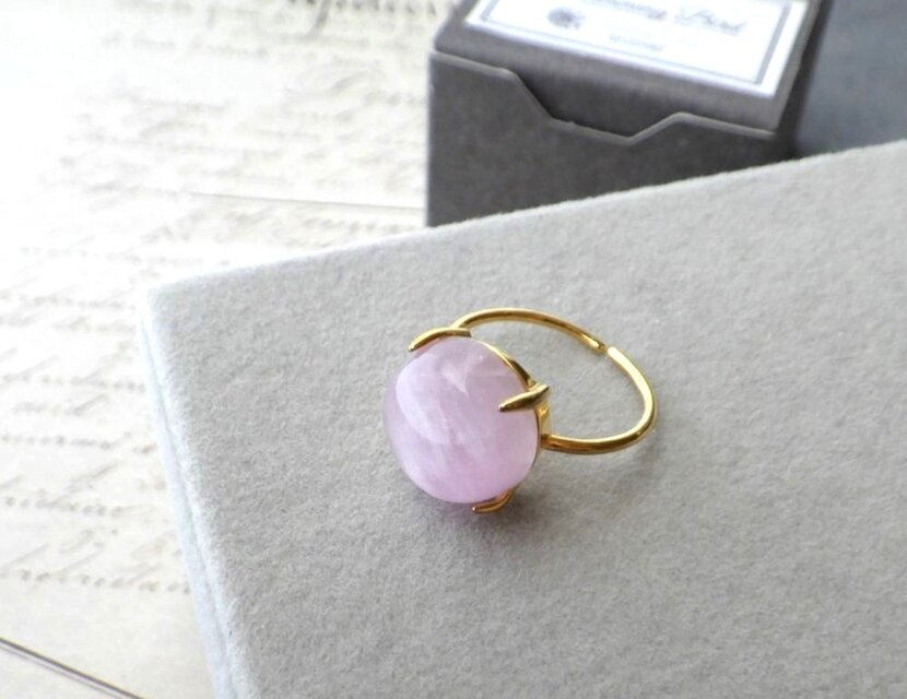 天然石の指輪 シンプルリング □ Round 12mm □ クンツァイト | iichi