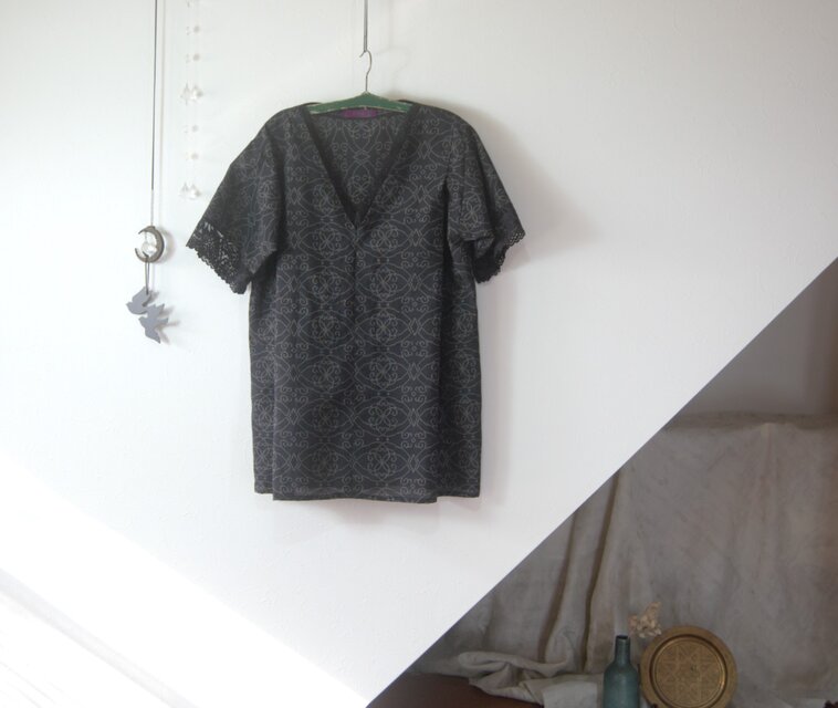 展示品 夏大島 レース合わせのチュニック 着物リメイク | iichi 日々の