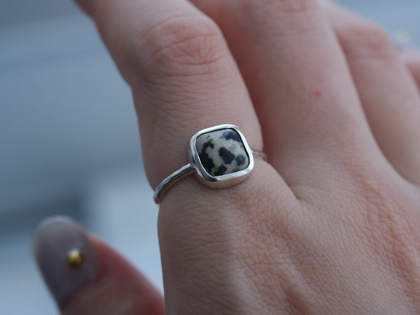 天然石◆ダルメシアンジャスパー◆リング◆フリーサイズ◆指輪◆18KGP/s925 Dalmatian Jasper ring ダルメシアンジャスパー シルバーリング