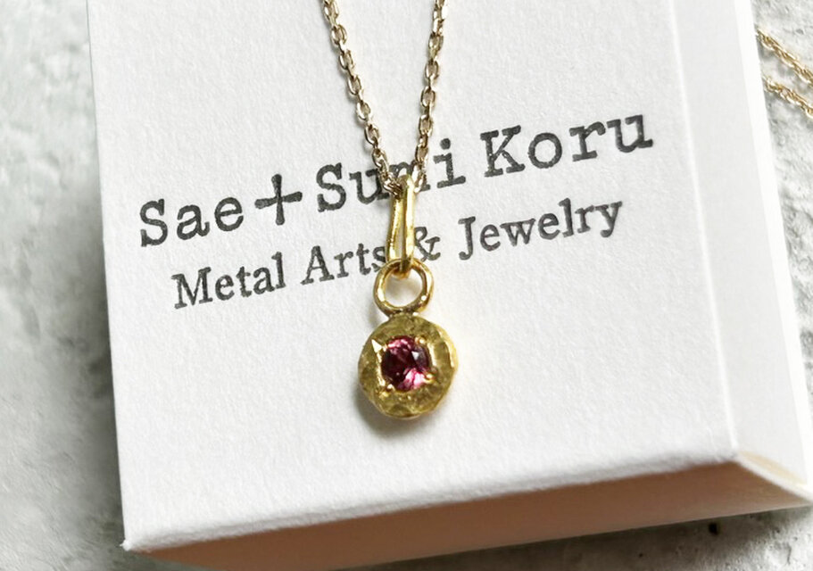 K24天然レッドスピネル Pure Gold+Red Spinel◇純金 ◇ペンダント
