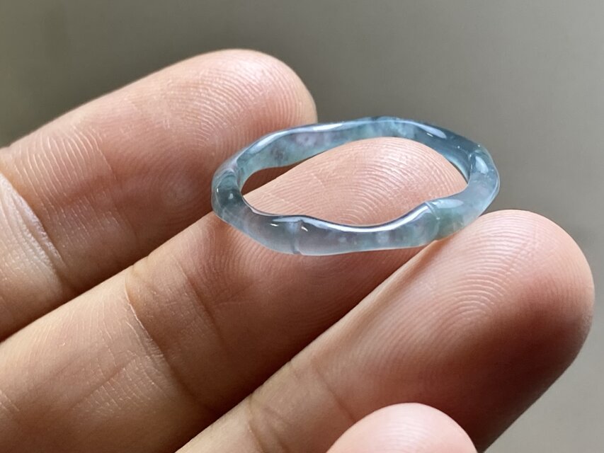 高級品 極上とろみ種水天然翡翠 A貨 藍水 グアテマラ翡翠指輪 高氷種 