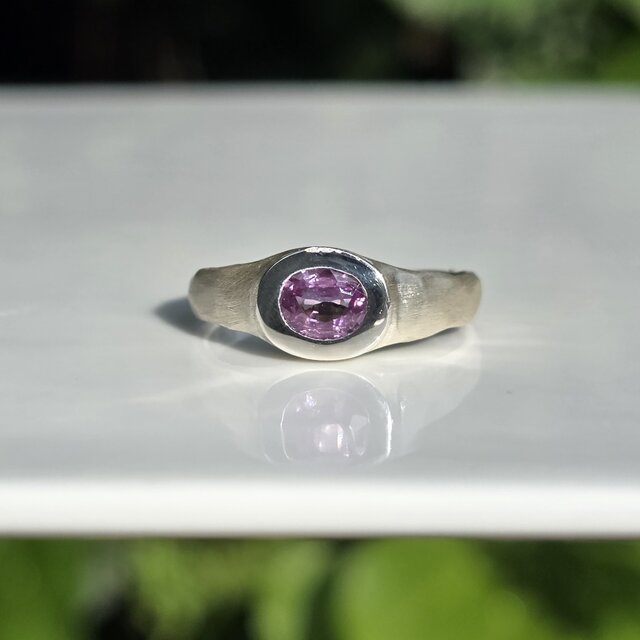 ピンク サファイア 0.6ct OV 印台 シルバーSV925リング | iichi 日々の