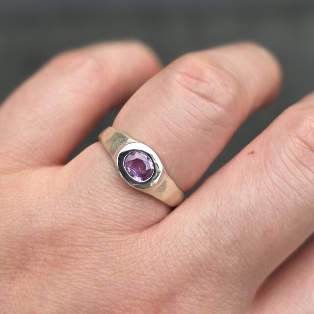 ピンク サファイア 0.6ct OV 印台 シルバーSV925リング | iichi 日々の