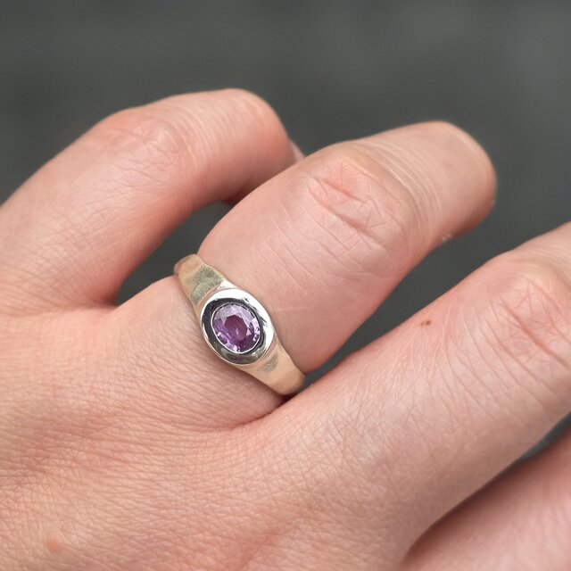 ピンク サファイア 0.6ct OV 印台 シルバーSV925リング | iichi 日々の