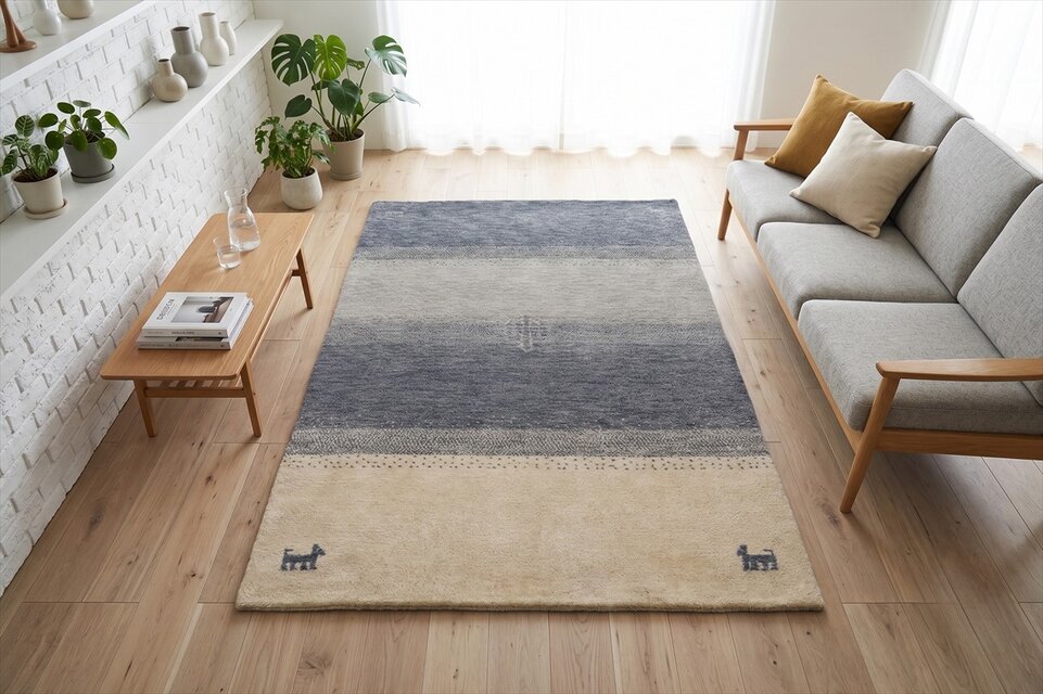 ハンドメイド 夏はさらさら 新商品 ゆるギャッベ ラグ 200x138㎝ 天然