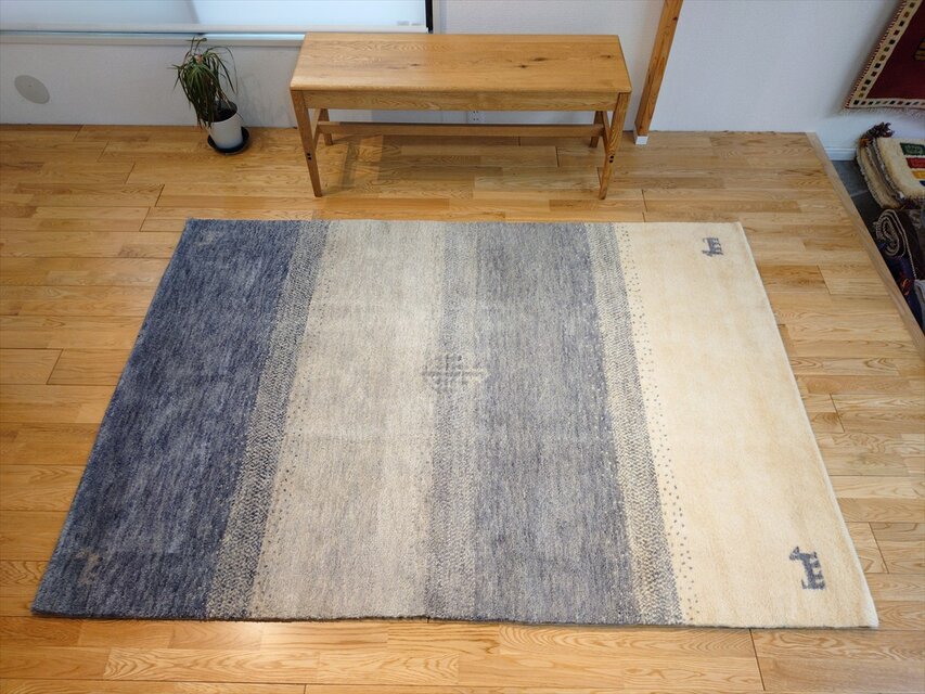 ハンドメイド 夏はさらさら 新商品 ゆるギャッベ ラグ 200x138㎝ 天然