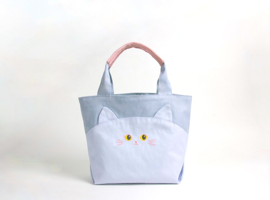 にゃんともクセになる⭐︎ ねこ ミニバッグ カラフルトート アイス