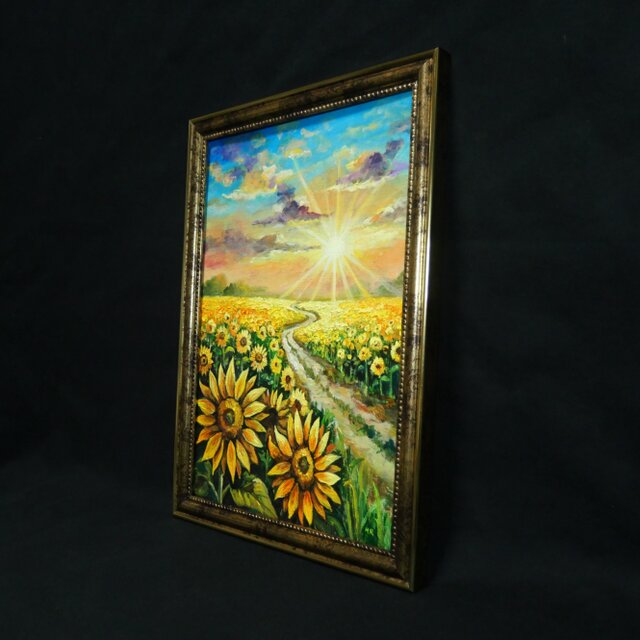 輝く太陽とひまわり畑の情景【陽光のパノラマ 〜ひまわりの祝祭