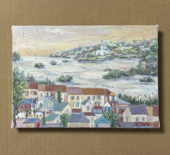 黄昏時(油絵SM、風景画、原画、宮城県) | iichi 日々の暮らしを