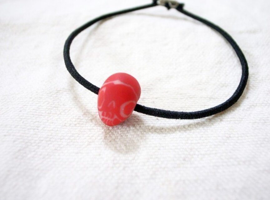 とんぼ玉ガイコツのヘアゴム