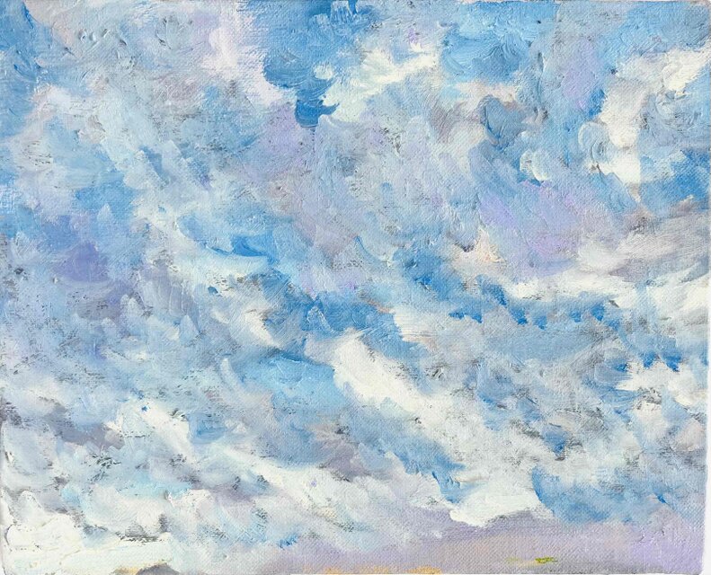 原画 油彩「 朝の空 20260820」絵画・F3（22×27㎝）アート・キャンバス