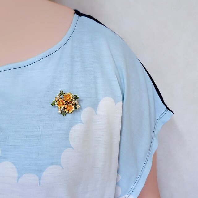 Coro》 pale yellow coral faux pearl flower コロ ヴィンテージ