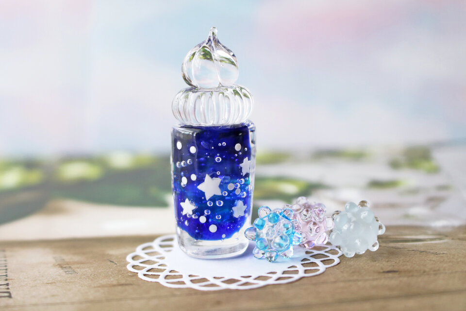 星降る夜のパフェ～銀河の宝石箱】～ガラスのミニチュア洋菓子店