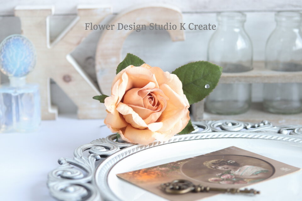 フラメンコ髪飾り｜ベージュ・ベージュ薔薇・和紙風| K Create