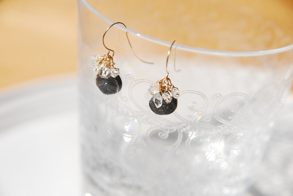 Kaya】 ✴︎14kgf✴︎ アイリスアゲート ドゥルージー ピアス Kaya