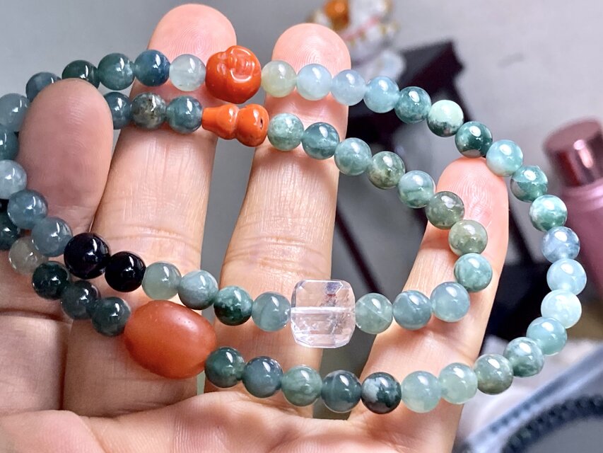 BR7-117 一点物 氷種 グアテマラ産 本翡翠 A貨 白水晶 瑪瑙 瓢箪