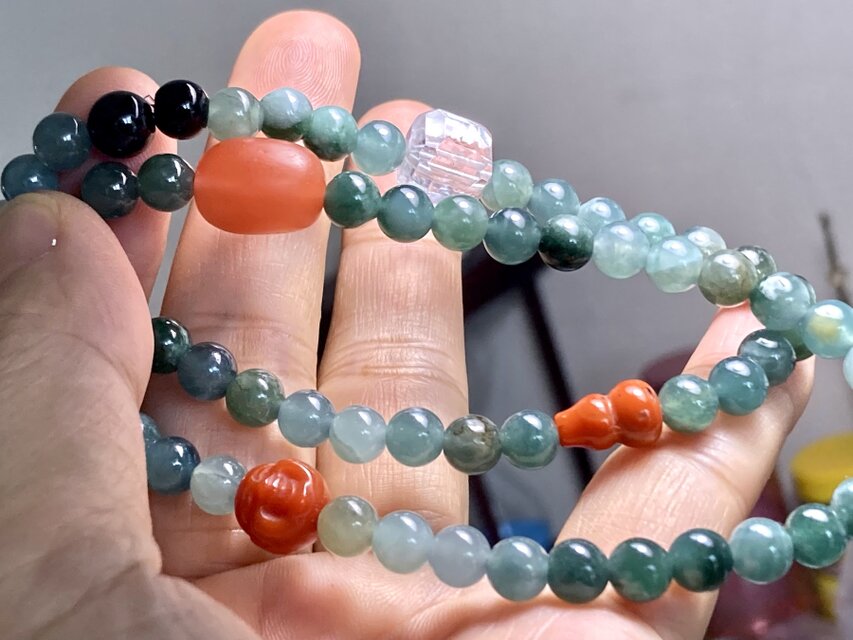 BR7-117 一点物 氷種 グアテマラ産 本翡翠 A貨 白水晶 瑪瑙 瓢箪 