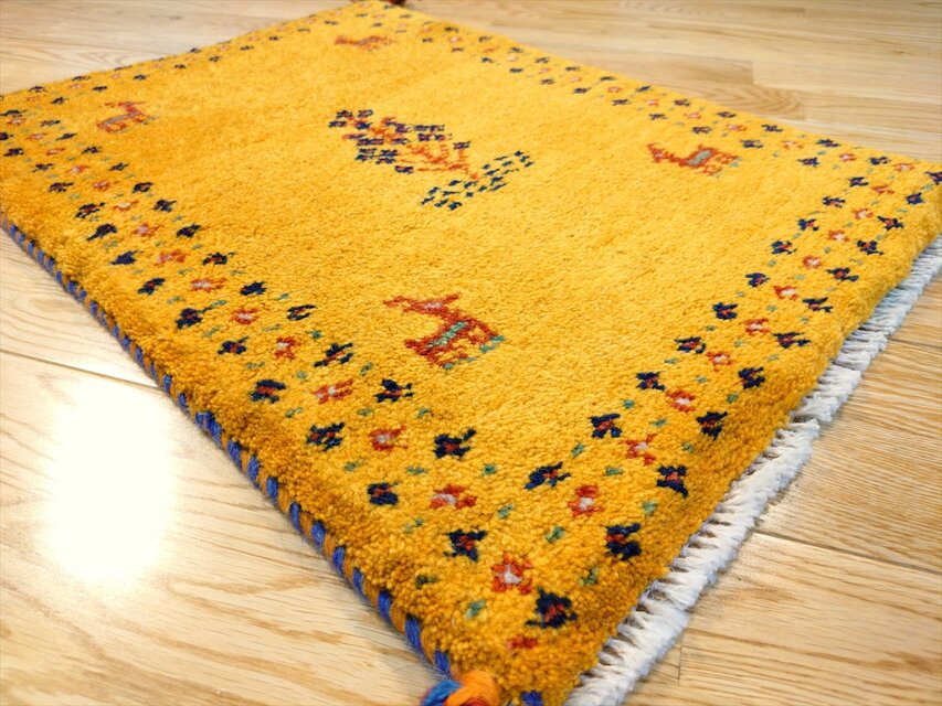 ハンドメイド ペルシャ ギャッベ 玄関マット小 ラグ 58x42cm 生命の木