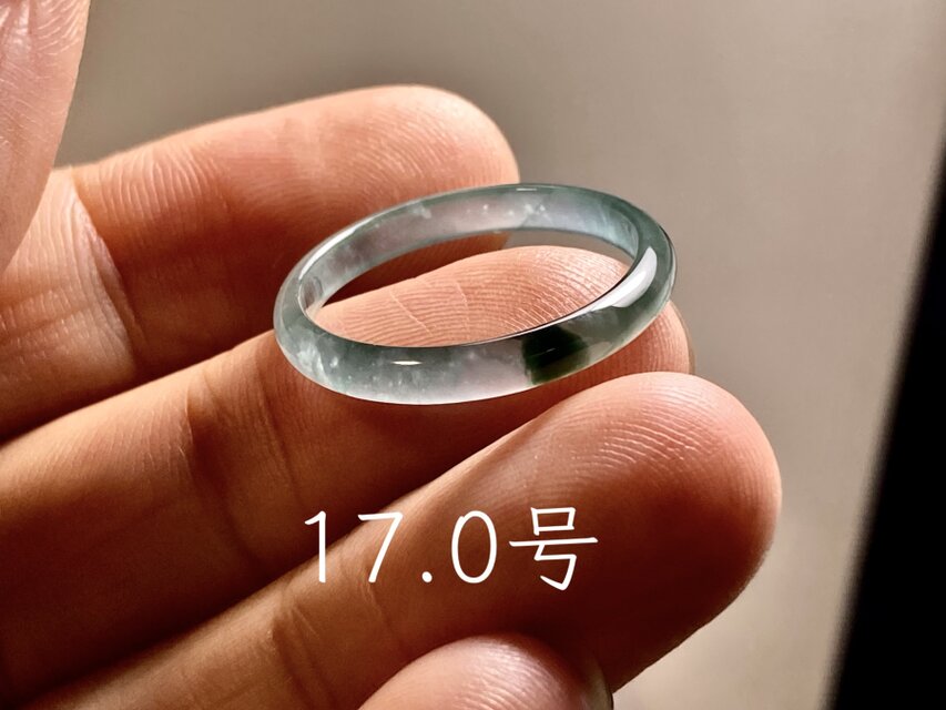 L19-17 宝石質高氷種水青色17.0号グアテマラ産A貨本翡翠くりぬき リング L19-17 宝石質 高氷種 水青色 17.0号 グアテマラ産 A貨 本翡翠