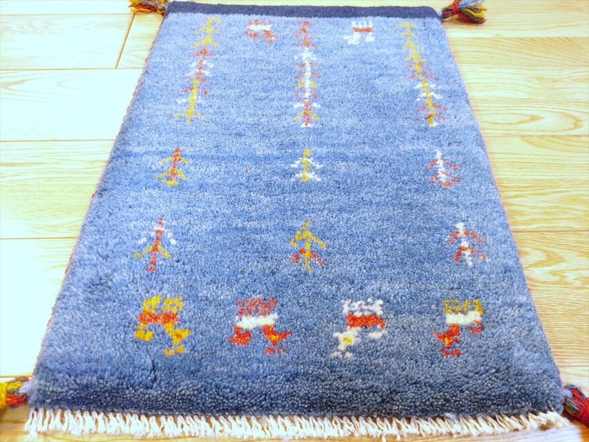 ハンドメイド 天然ウール ペルシャ ギャッベ 玄関マット ラグ 55x41.5