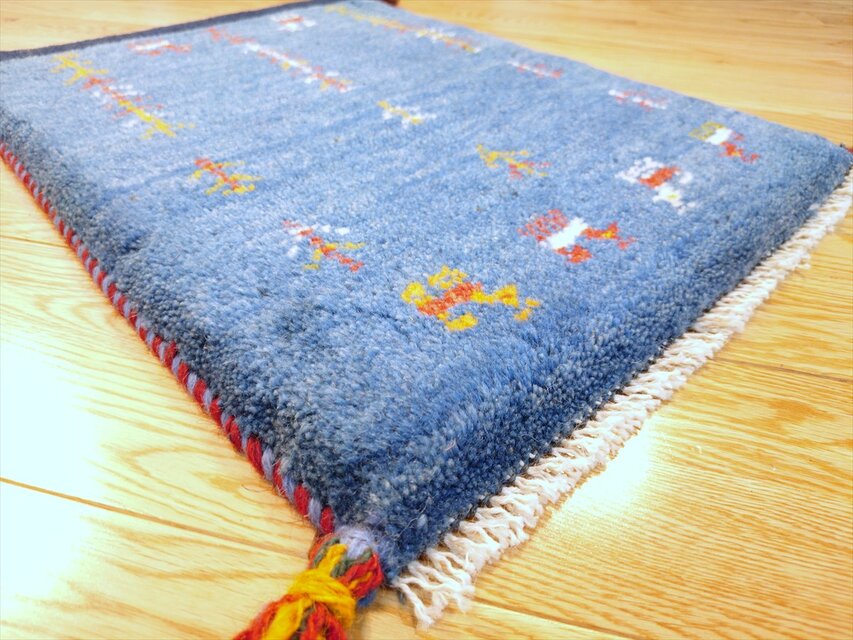 ハンドメイド 天然ウール ペルシャ ギャッベ 玄関マット ラグ 55x41.5