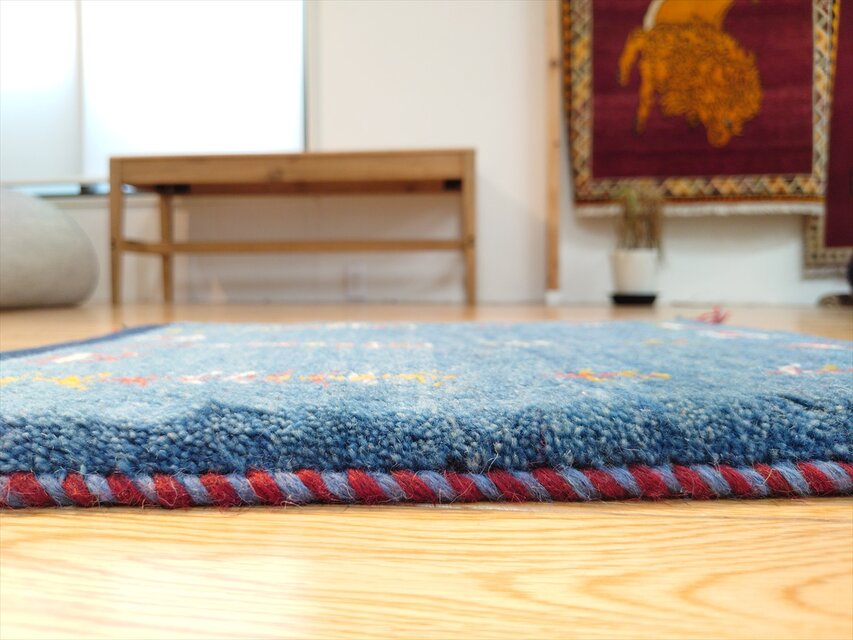 ハンドメイド 天然ウール ペルシャ ギャッベ 玄関マット ラグ 55x41.5