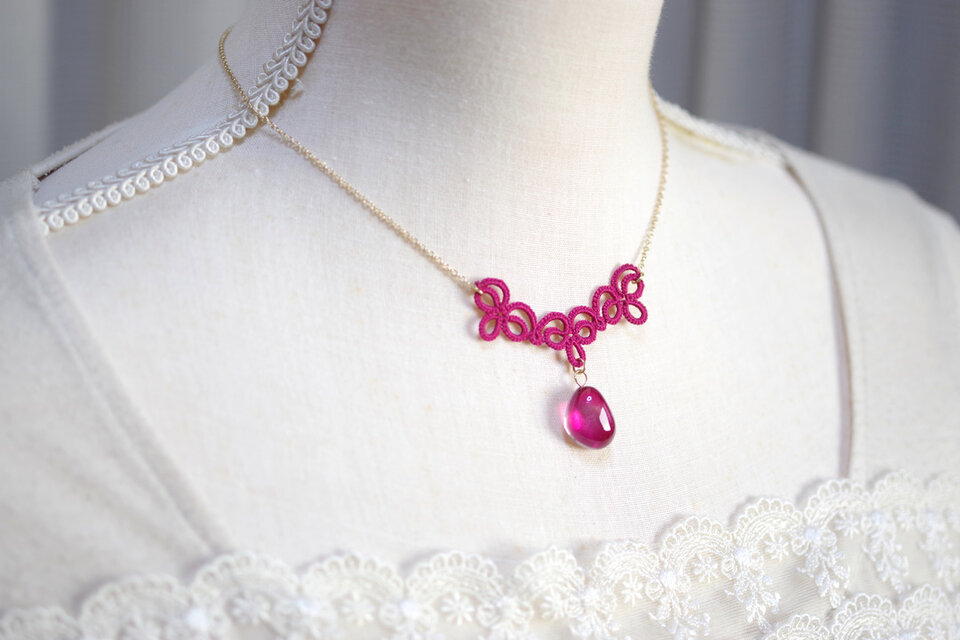 2PAY 0ID 可憐PD0060 な♡レジンアクセサリー 濃いめピンクローズの
