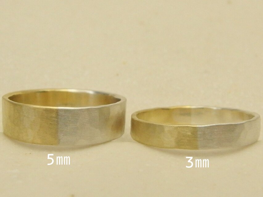 シルバー×真鍮 コンビカラーリング 5㎜幅【silver&brass】シルバー950