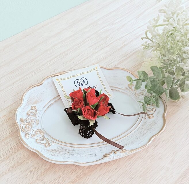 ばら◇つぼみ◇プチコサージュ＆ヘッドドレス◇2way☆*:.レッド 入学