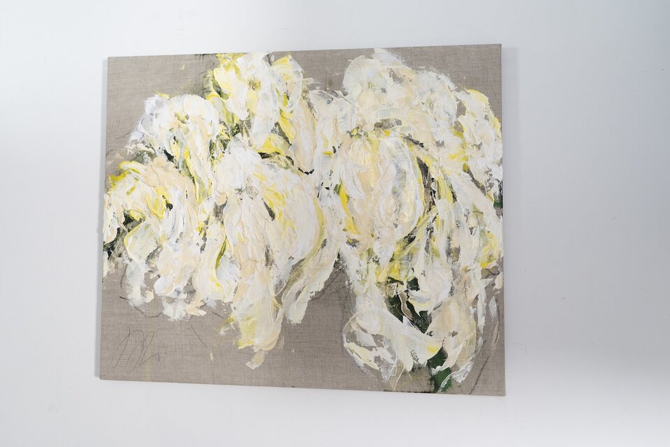 『白バイ』　油絵　現代アート Flowers / 黄色い花をテーマにした現代アート作品 キャンバス絵画
