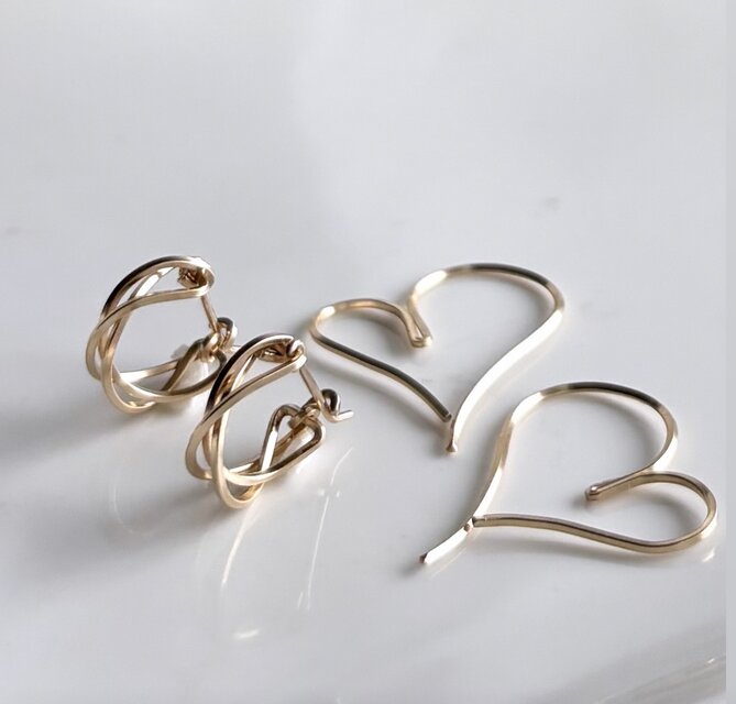 期間限定】【秋の福袋】14kgf diagonal キャッチレスフープピアス
