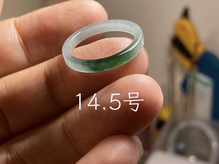L19-39 氷糯種 苔緑 14.5号 グアテマラ産 A貨 本翡翠 くりぬき リング