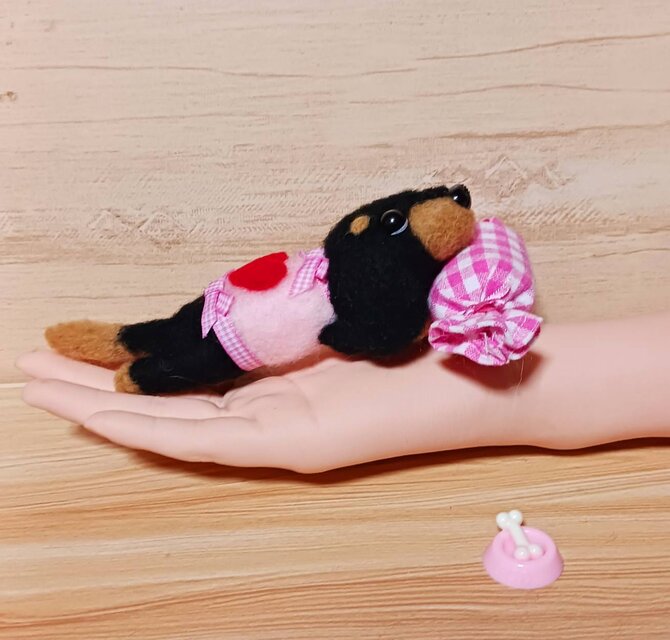 羊毛フェルト ダックスフンド キャンディ クッション 置物 | iichi
