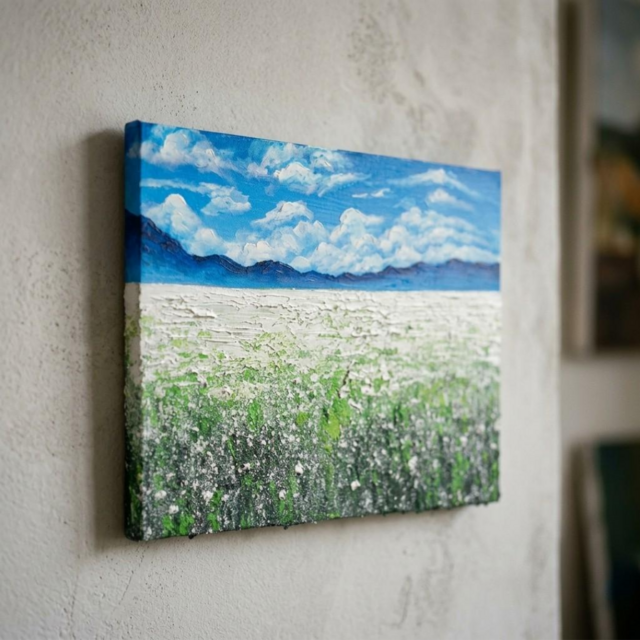秋のインテリア】油絵 絵画【エターナル・ホワイト】癒しの風景画 原画